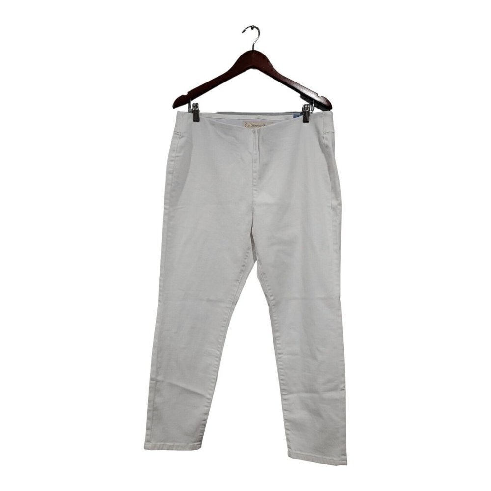 NWT Soft Surroundings Women's White Pull- On Ankle Leggings Elastic Wais…